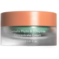 Haruharu Wonder cream in a frosted jar with a peach lid, labeled "Centella Phyto & 5 Peptide Concentrate Cream 30ml."