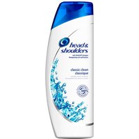 White Head & Shoulders Classic Clean Shampoo bottle, 400ml, with blue cap and water splash design.