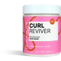 Head Shock Curl Reviver Hair Mask 250 ml, pink jar with white lid, bold text and orange accents.
