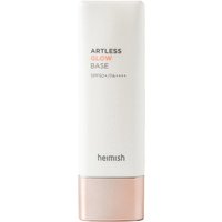White rectangular bottle of heimish Artless Glow Base with rose gold cap, SPF 50+ PA+++, 40ml.