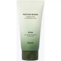 Heimish Matcha Biome Acne Cleansing Foam in a green gradient tube, 150ml, with black text and dark green cap.