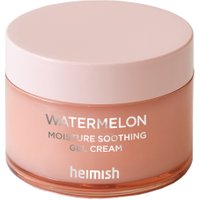 Pink jar of heimish Watermelon Moisture Soothing Gel Cream with white text on the lid and front.