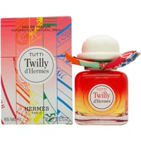 Hermès Twilly D'hermes Tutti Eau De Parfum 85ml, gradient red-orange bottle with white cap and colorful ribbon.