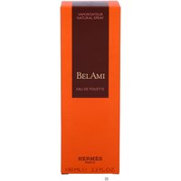 Orange Hermes Bel Ami Eau de Toilette box with brown label, 100ml, elegant and sleek design.