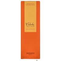 Orange rectangular box of Hermes Caleche Soie De Parfum Eau de Parfum Spray, 100ml with gold and black text.