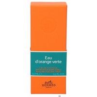 Orange box of Hermes Eau D'Orange Verte Cologne, 50ml, with green label and embossed logo.