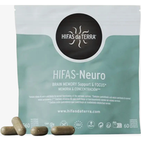 Hifas Da Terra HIFAS-Neuro Refill, green and white pouch, 60 capsules, brain memory support supplement.