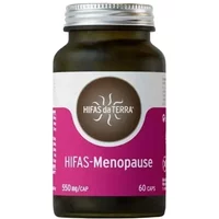 Hifas da Terra Menopause Capsules in a brown bottle with a silver cap and purple label, 60 capsules.