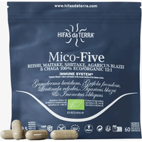 Blue Hifas Da Terra Mico-Five Refill pack with white text, showing 60 capsules and mushroom blend details.