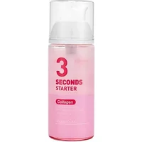 Pink bottle of Holika Holika 3 Seconds Starter Collagen, with white pump and clear cap, labeled for firming and moisturizing.