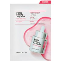 Holika Holika PDRN Pore Firming Jelly Mask in white sachet with pink liquid design and ampoule graphic.