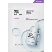 Holika Holika PDRN Toning Jelly Mask 23ml, white sachet with silver ampoule image and purple text accents.