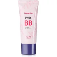 Holika Holika Petit BB Cream Shimmering SPF 45, 40ml pink tube with purple cap and red text.