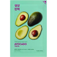 Holika Holika Pure Essence Mask Sheet Avocado, green packaging with avocado illustrations, 20 ml size.