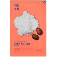 Holika Holika Pure Essence Mask Sheet with shea butter image on peach packaging.