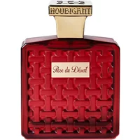 Red Houbigant Rose du Desert Eau de Parfum bottle with gold cap and embossed pattern, 100 ml unisex floral perfume.