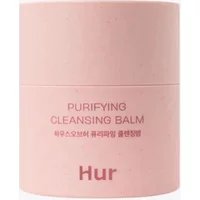 Pink cylindrical jar labeled "Purifying Cleansing Balm" by Hur, 50ml, with minimalist design.
