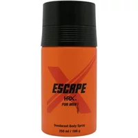 Orange HRX Escape For Men deodorant body spray, 250ml, with black cap and bold "Escape" text.