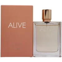 Hugo Boss Alive Eau De Toilette 80ml with rose gold cap and peach box featuring "ALIVE" text.