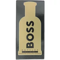 Black and gold Hugo Boss Boss Bottled Elixir Parfum Intense 50ml box with bold "BOSS" text and bottle silhouette.