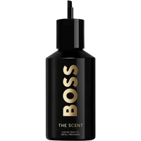 Black Hugo Boss The Scent Eau De Toilette refill bottle with gold lettering and black cap, 200ml size.