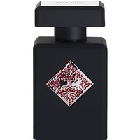 Black Initio Mystic Experience perfume bottle with red ornate label, square cap, 90 ml.