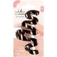 Invisibobble Clipstar hair clip in Cacao Cream, wavy design with tortoiseshell pattern, on branded packaging.