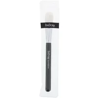 Black-handled IsaDora Foundation Brush with white bristles and silver ferrule in clear packaging.