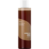 Isntree Green Tea Fresh Toner 200ml in a brown cylindrical bottle with a white cap and minimalist label design.