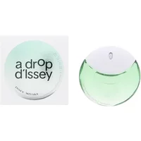 Round green glass bottle of Issey Miyake A Drop d'Issey Essentielle Eau De Parfum, white cap with minimalist design.