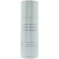 Issey Miyake L'Eau D'Issey Pour Homme deodorant spray, 150ml, sleek silver cylindrical bottle with minimalist text.