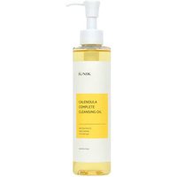 iUNIK Calendula Complete Cleansing Oil 200 ml, clear bottle with pump, yellow label, white cap.