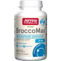 Jarrow Formulas BroccoMax bottle, white with red label, 60 vegan capsules, supports liver health, 35 mg sulforaphane.