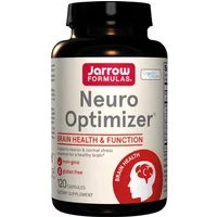 Jarrow Formulas Neuro Optimiser bottle, black cap, white label, red text, 120 capsules for brain health and function.