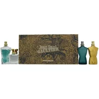 Jean Paul Gaultier miniatures gift set with four distinctively shaped perfume bottles and ornate packaging.