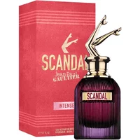 Purple Jean Paul Gaultier Scandal Intense Eau De Parfum 30ml with gold cap shaped like legs, red box.