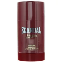 Burgundy Jean Paul Gaultier Scandal Pour Homme deodorant stick with silver and white text, 75g size.
