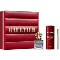 Red Jean Paul Gaultier Scandal gift set with 50ml EDT, 150ml deodorant spray, 10ml EDT in elegant bottles and box.