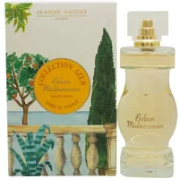 Jeanne Arthes Collection Azur Balcon Mediterraneen 100ml perfume with gold cap and scenic box design.