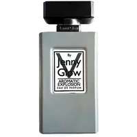 Gray rectangular Jenny Glow Aromatic Explosion perfume bottle with black cap and white label.