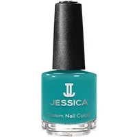 Teal Jessica nail polish bottle with black cap and silver logo from the California Girl Collection.