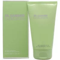 Jil Sander Evergreen Shower Gel 150ml, light green tube with matching box, subtle branding text.
