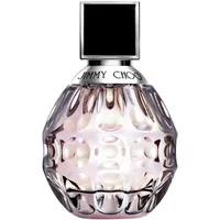 Jimmy Choo Eau De Toilette 100ml with faceted glass bottle and silver cap, featuring a pink hue.