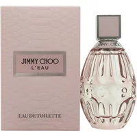 Jimmy Choo L'Eau Eau De Toilette 60ml, pink faceted glass bottle with square cap, next to matching pink box.