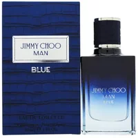 Jimmy Choo Man Blue Eau De Toilette 30ml, dark blue gradient bottle with black cap, next to matching box.