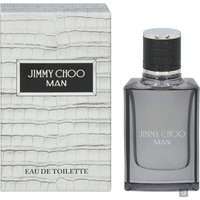 Jimmy Choo Man Eau de Toilette 30ml, sleek gray bottle with black cap, next to textured white box.