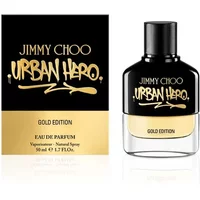 Jimmy Choo Urban Hero Gold Edition Eau De Parfum 50ml, black and gold bottle with matching box.