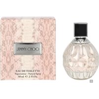 Jimmy Choo Woman Eau de Toilette 60ml, round glass bottle with black cap, pink textured box.