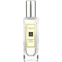 Clear glass bottle of Jo Malone Blackberry & Bay Cologne with silver cap and cream label.