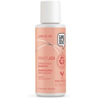 Joico InnerJoi Strengthen Shampoo 50ml in a peach bottle with white cap, featuring silver and red text.